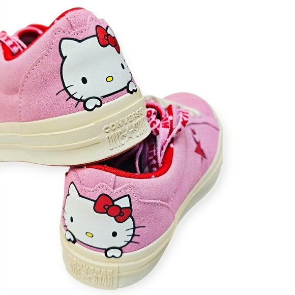 🆕️RARE Converse x Hello Kitty One Star Pink Suede Low Top Lace up Sneakers Shoe - Picture 4 of 16